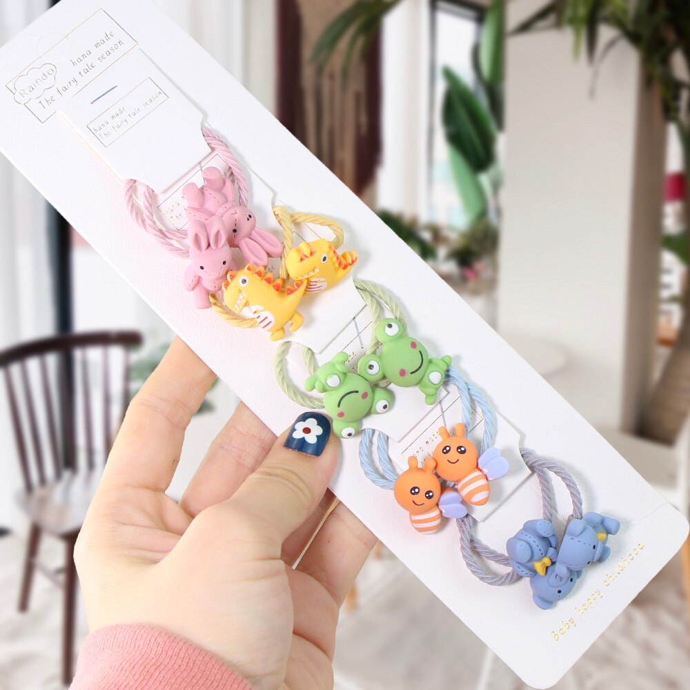 2/10 stuks/set kinderen cartoon beer bloem elastische haarbanden meisjes schattige rubberen banden scrunche kinderen haaraccessoires hoofdtooi: Abol 11