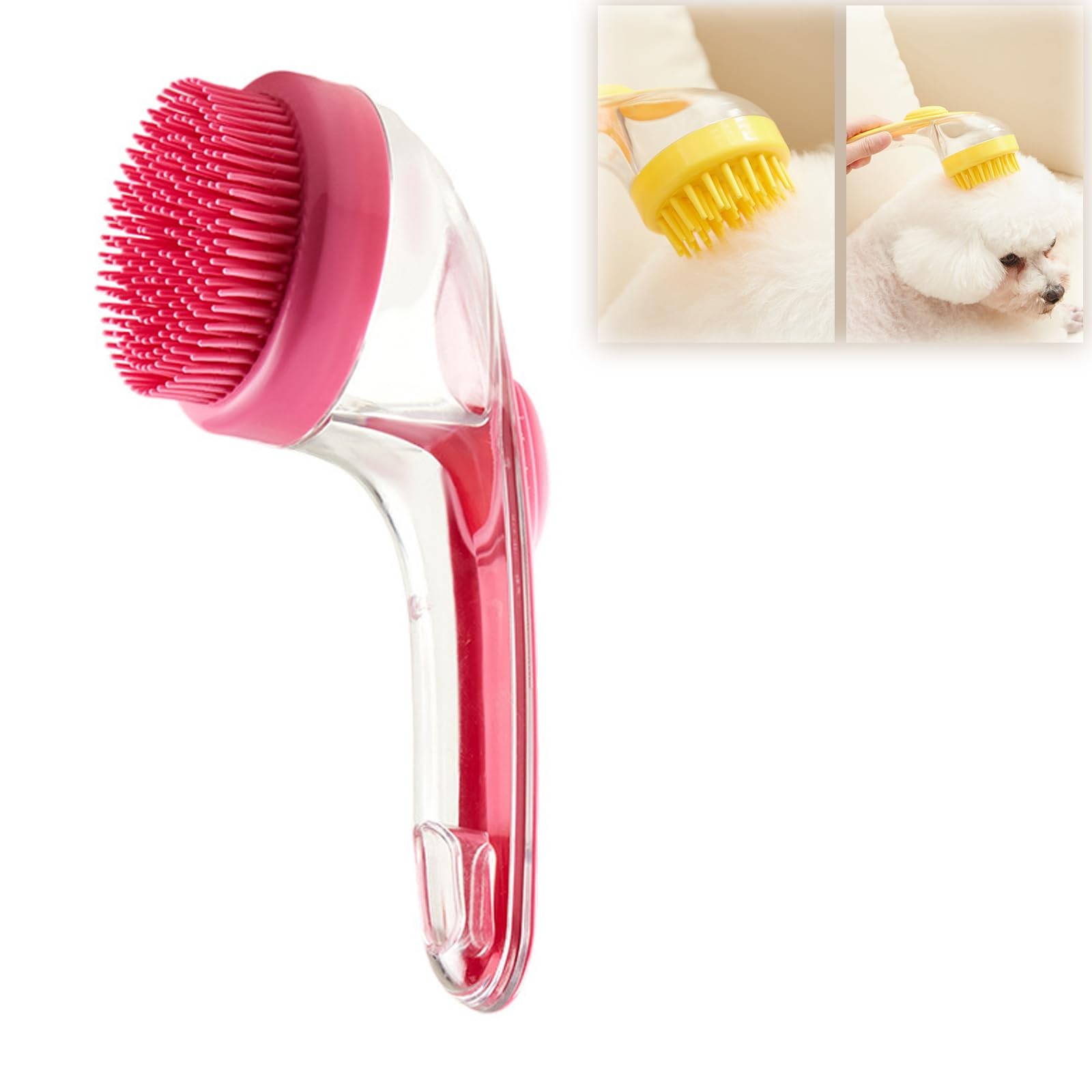 Brosse de bain en silicone souple pour animaux de compagnie avec long manche, distributeur de shampoing, massage doux pour le toilettage, les livres, la fourrure et les cheveux, 1PC: GRIS