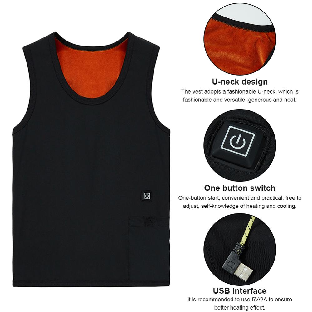 USB Smart Electric Heated Vest Warm 3 Adjustable Temperature Levels Abdomen Back Heating Vest Winter Keep warm For Outdoor sport