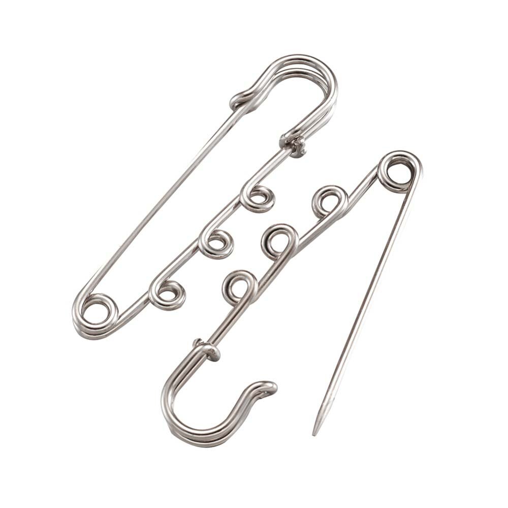 10 Uds. De pasadores con 3 agujeros para broche Diy, accesorios de joyería para niños, con dijes y cadena, Color bronce y plateado, 5cm X 1,5 cm