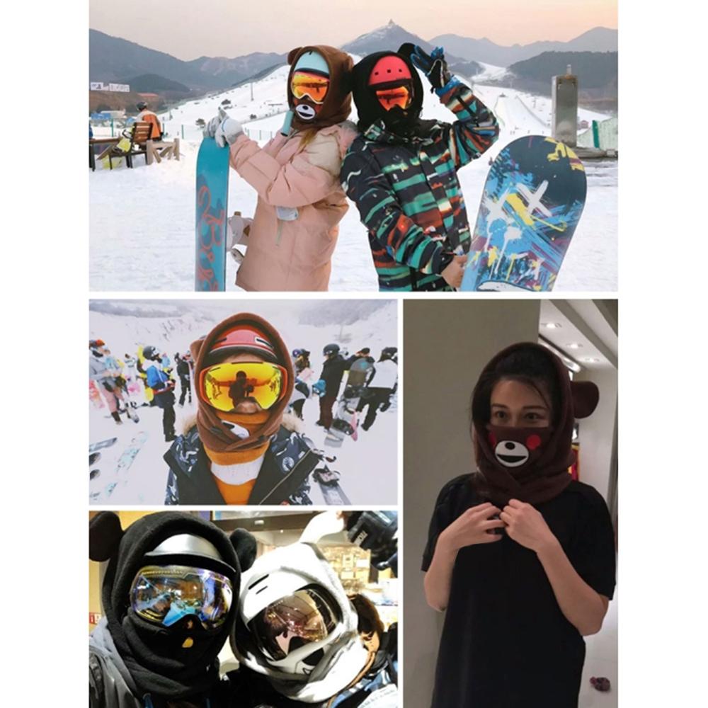 Schattige Skiën Hoofddeksels Cartoon Dier Patroon Volledige Gezicht Thermische Outdoor Beschermende Balaclava Hood Ski Fietsen Masker Helm
