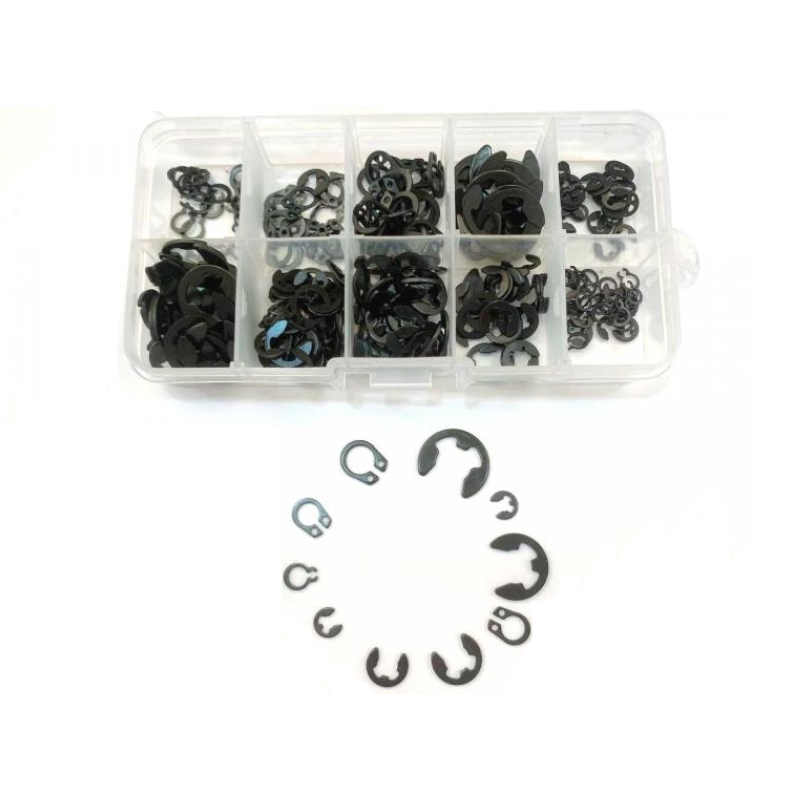 300Pcs Internal External Retaining Circlips 3mm 4mm 5mm 6mm 8mm 9mm E-clip Washers Snap Retaining Ring Assortment Kit