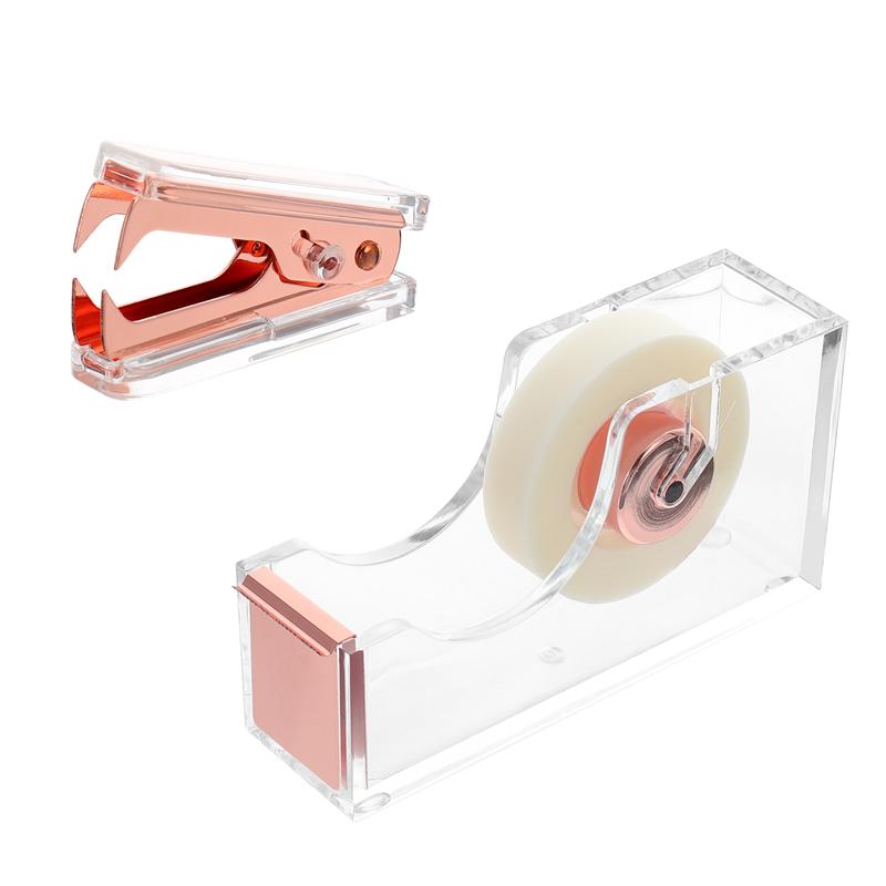 2pcs/Set Home Stationery Durable Beautiful Desk Accessory Office Stationery Office Supplies Set for Office: rose gold