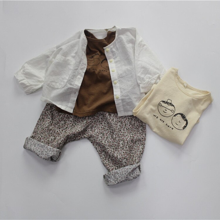 Nuovi pantaloni stampati floreali per bambini primavera estate pantaloni per bambini in lino di cotone stile coreano