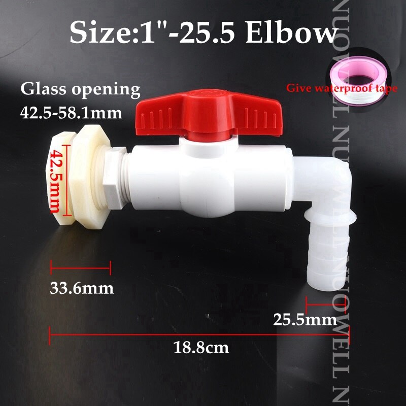 1Set White Hose Drainage Accessories Aquarium Fish Tank Drain Joint Aquarium Pagoda Connector Combination Valve: 1in-25.5E