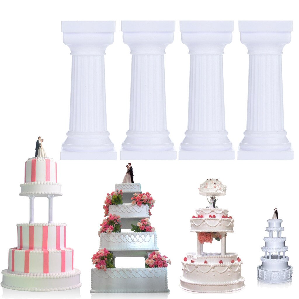 4 stuks Multi-gelaagde Cake Romeinse Kolom Ondersteuning Stand Decor Pijlers Bruidstaart