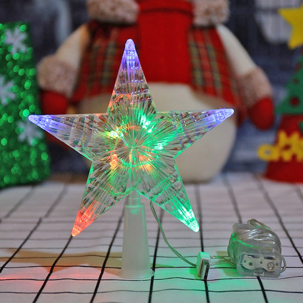 Christmas Tree Topper LED Treetop Flashing Mode Star Light Battery Operated Christmas Tree Topper for Christmas Party