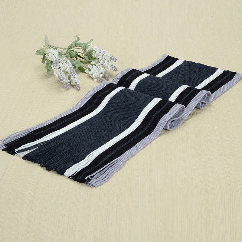 Classic Men Winter Warm Cashmere Feel Long Scarf Faux Wool Soft Wrap Shawl: Navy Blue