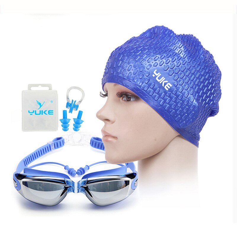 YUKE Swimming Goggles HD shortsighted prescription glasses Acetate Spectacles plating lens adult swim goggles pools swiming: Blue