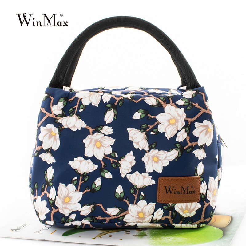 Winmax Brand Floral Print Portable Insulation Lunch Bags Thermal Food Fresh Keep Icepack for Women Kids Wine Tote Cooler Bag: BX00411