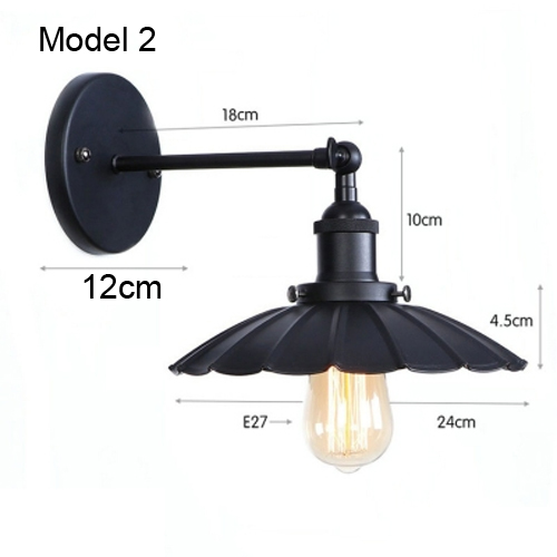 årgang vegglampe jern svart lampeskjerm  e27 ledet-pærer til stue arbeidsrom/soverom/nattbord dårlig innendørs vegglampe retro: 6-10w / Svart