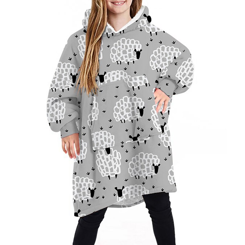 CYSINCOS enfants hiver TV poche à capuche couvertures enfants peignoir canapé confortable couverture sweat en peluche couvertures outwear: 12