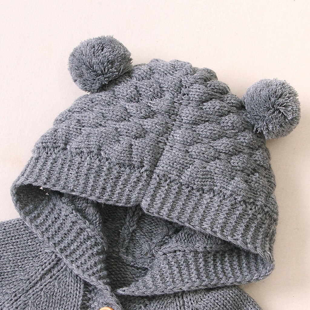 Knit Baby Sweater Winter Infant Newborn Cardigan Sweaters For Toddler Boys Hooded Jackets Button Up Autumn Baby Girls Coat