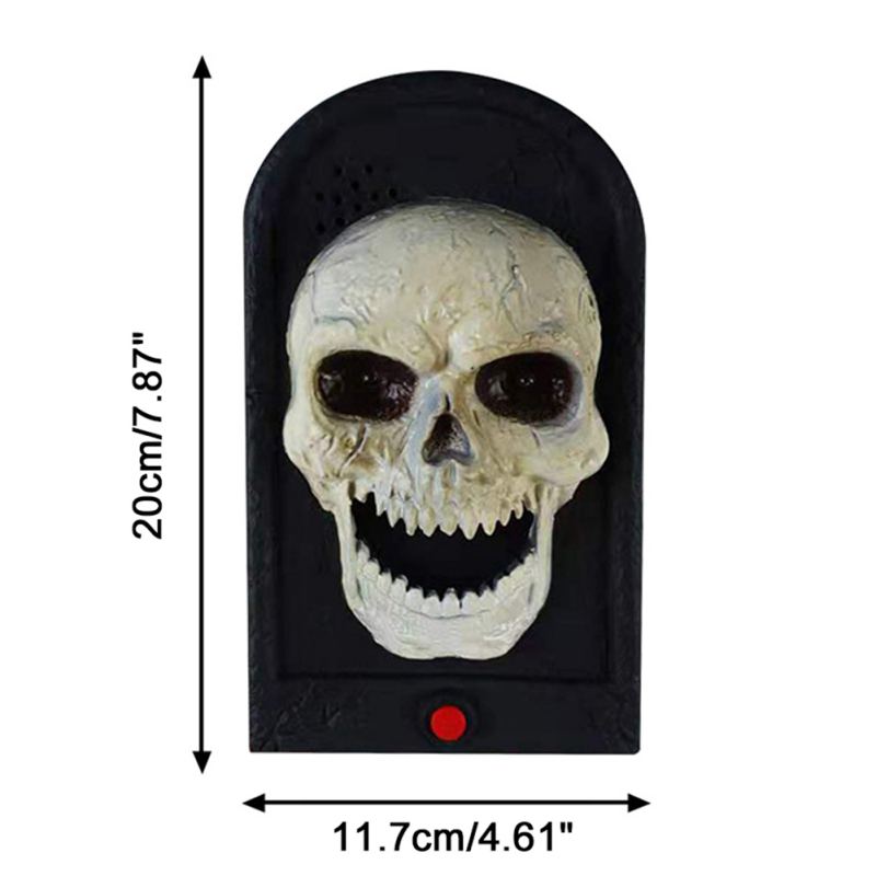 V Halloween décorations sonnette animé hanté sonnette crâne sonnette accessoire avec langue mobile et éclairer les yeux pour Hal