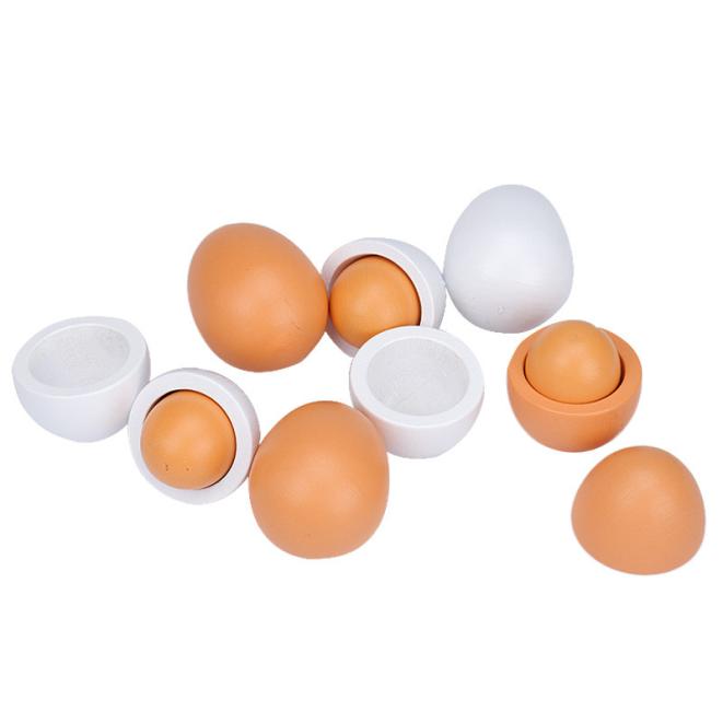 6 pz/impostato di Legno Uova Tuorlo Giochi Di Imitazione di Alimento Della Cucina di Cottura Del Capretto Giocattolo Regali di Natale