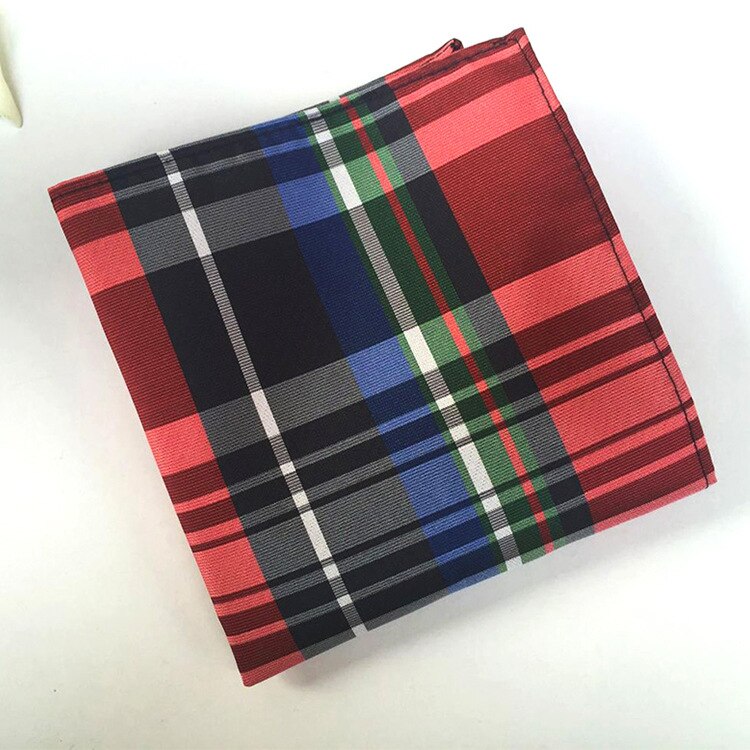 Classy Paisley Plaid Check Mens Silk Handkerchiefs Red Gray Blue Black Yellow Men Wedding Pocket Square: GZ-06