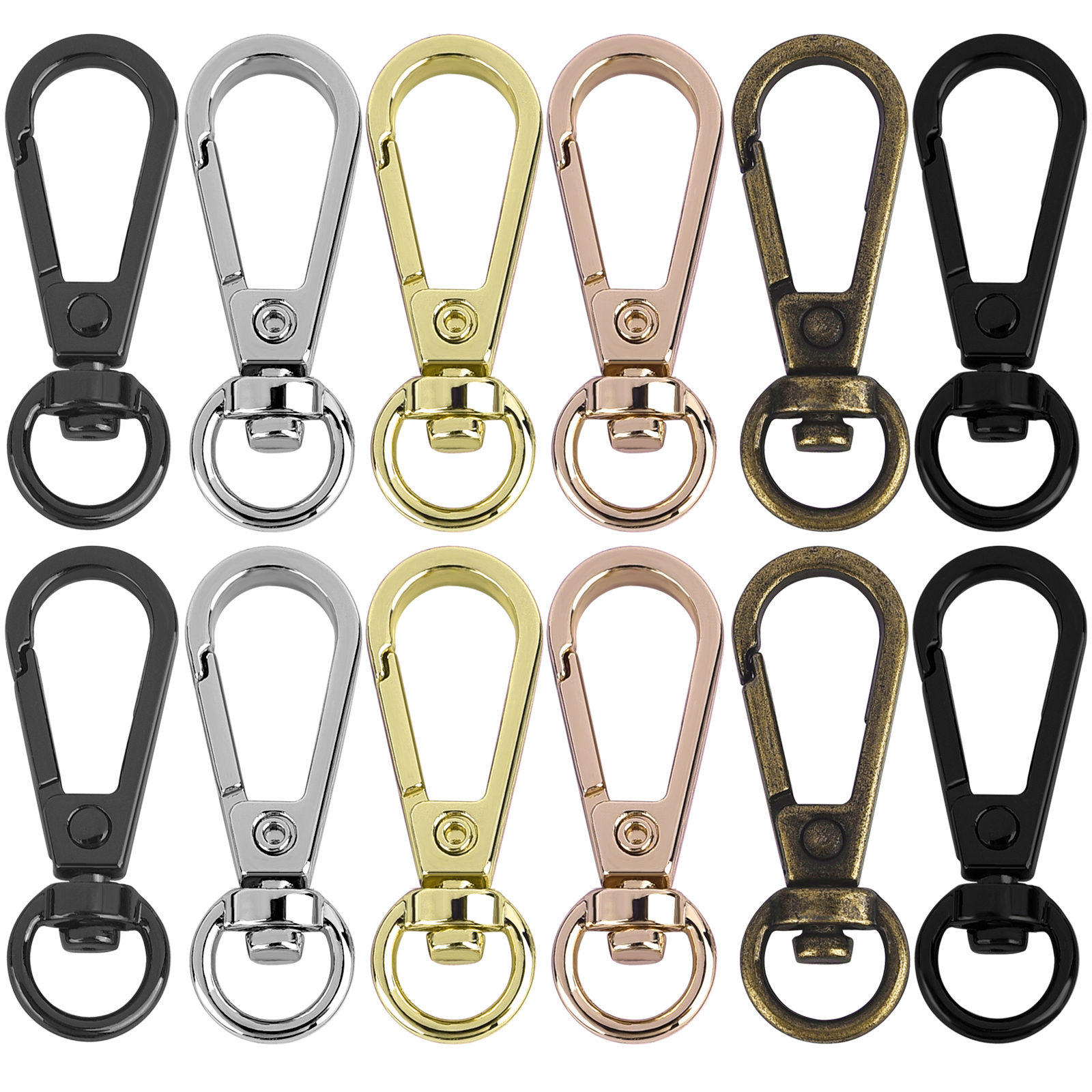 impostato di 5 chiusure girevoli con moschettoni per cordino con anelli portachiavi Ganci per clip portachiavi per catena braccialetto collana fai da te