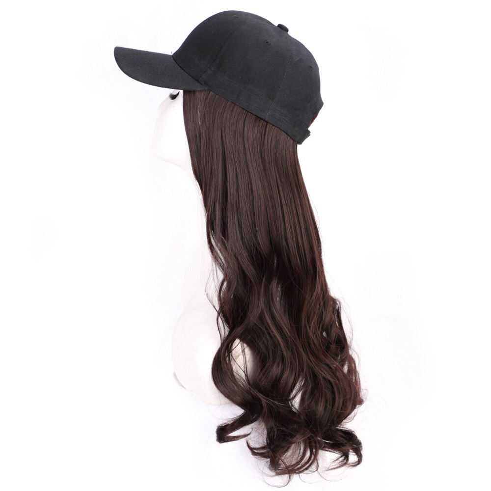 MODERN QUEEN Baseball Cap Hair Wig Long Synthetic Straight cap Hair Wigs Naturally Connect Synthetic Hat Wig Adjustable for Girl: T1B/4/30