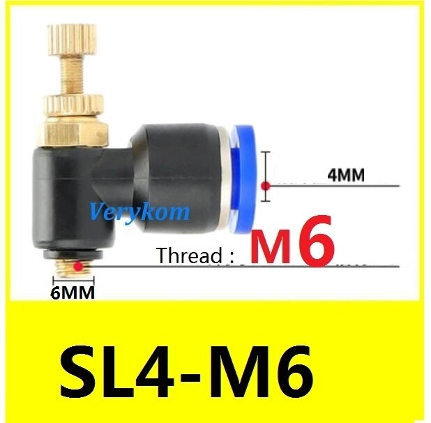 10pcs/lot SL6-M5/M6/M8 SL4-M3 SL8-M5 PSL6-M5 SL4-M5 Pneumatic Cylinder Throttle Valve Air Speed Controller Flow Adjuster PSL4M5A: SL4-M6A