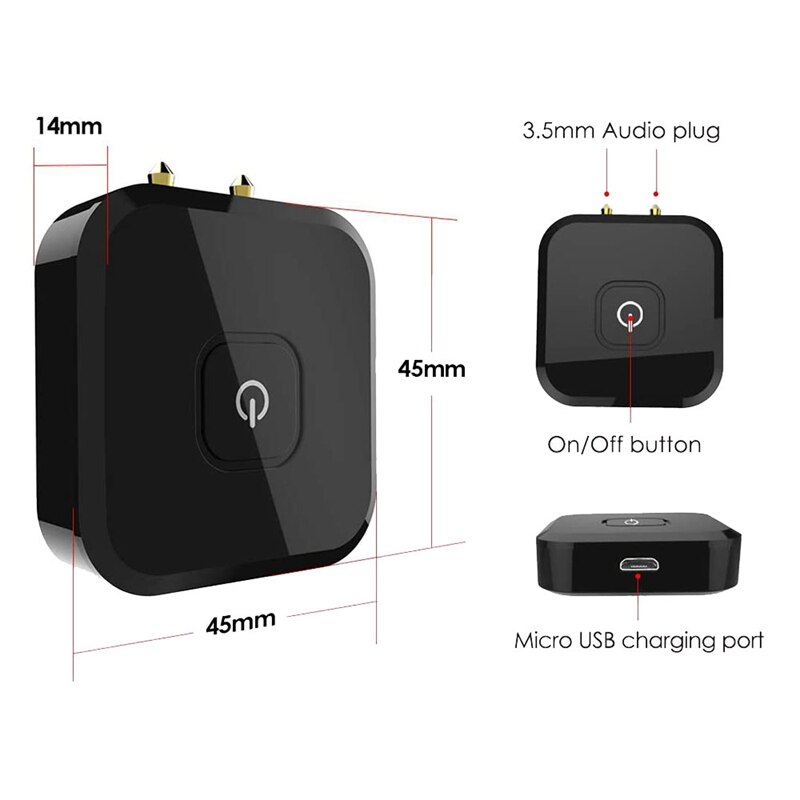 Bluetooth-transmitter-adapter, tragbarer drahtloser audioadapter zum koppeln mit 2 bluetooth-kopfhörern, stereo-transmitter