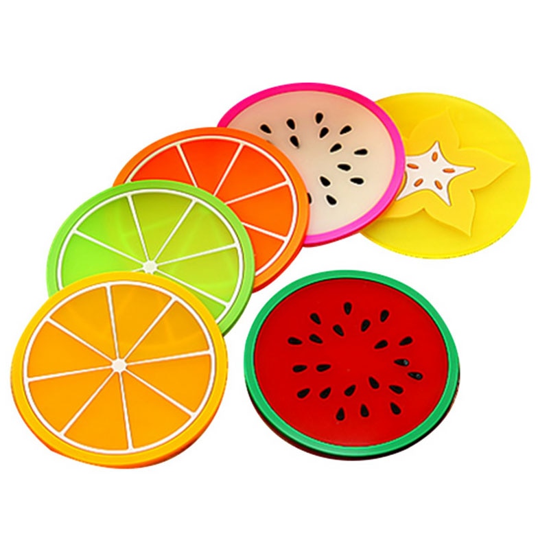 Cute Coaster Fruit Shape Silicone Cup Pad Slip Insulation Pad Mat Cup Drink Holder Placemat Mug Stand Home Kitchen Accessories