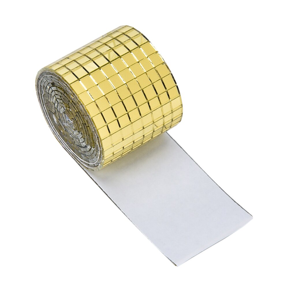 Auto adesivo mini quadrado de vidro artesanal mosaico telhas casa decorativa festa artesanato removível portátil sólido banheiro à prova dwaterproof água: Ouro / Dourado