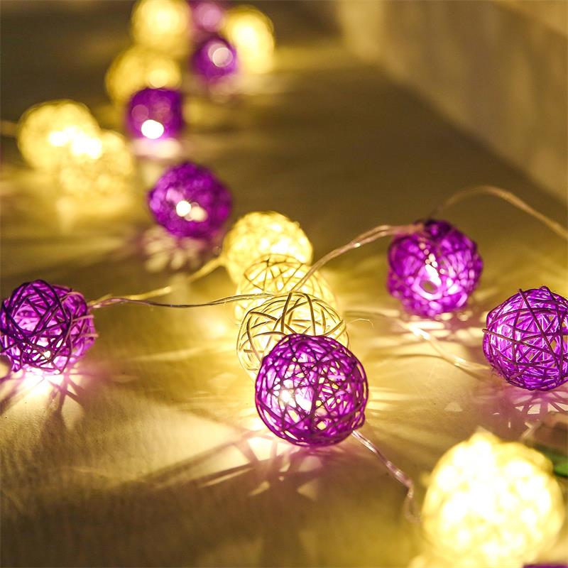 Guirlande lumineuse boule de rotin à 28led, 220V, 5M, 4cm, pour rideau de mariage, décoration de noël, pour patio, maison