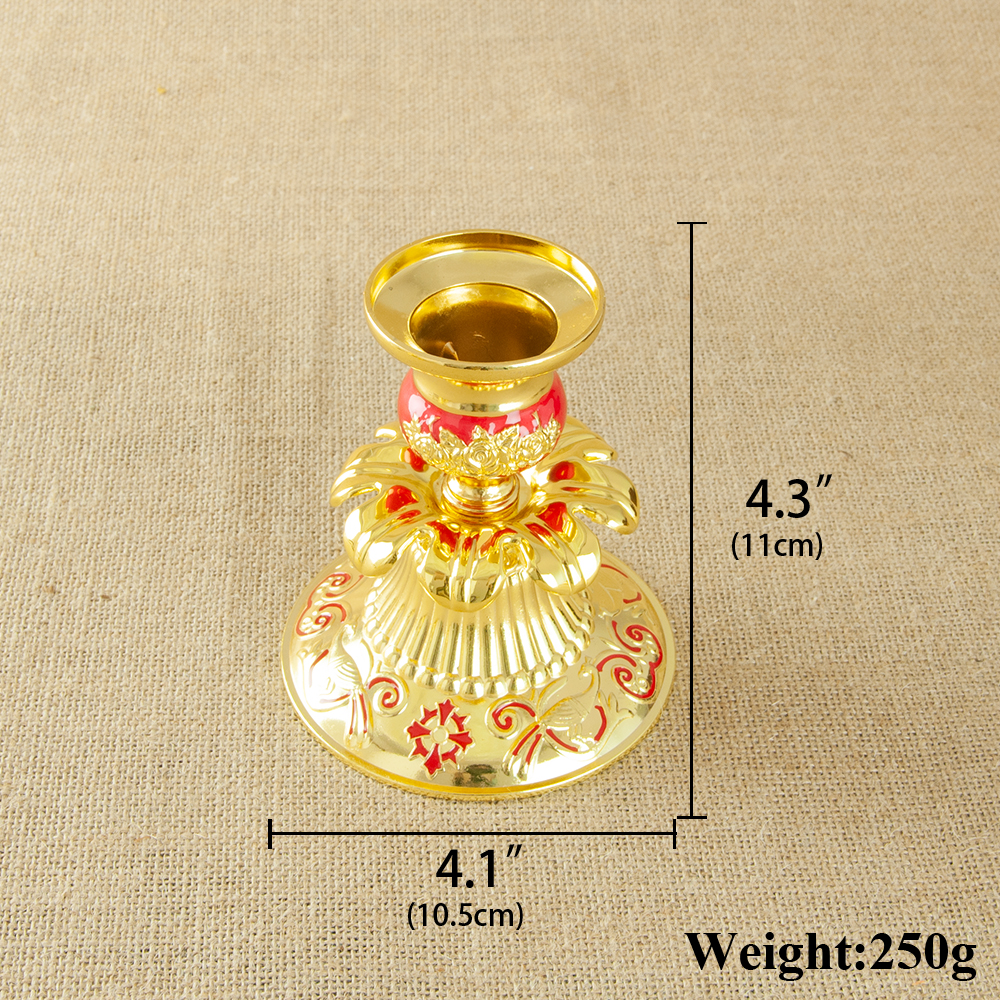Orthodox Church Candle Holder Gold Plated Single Candlestick with Colored Enamel Religion Church Home Table Easter Decor