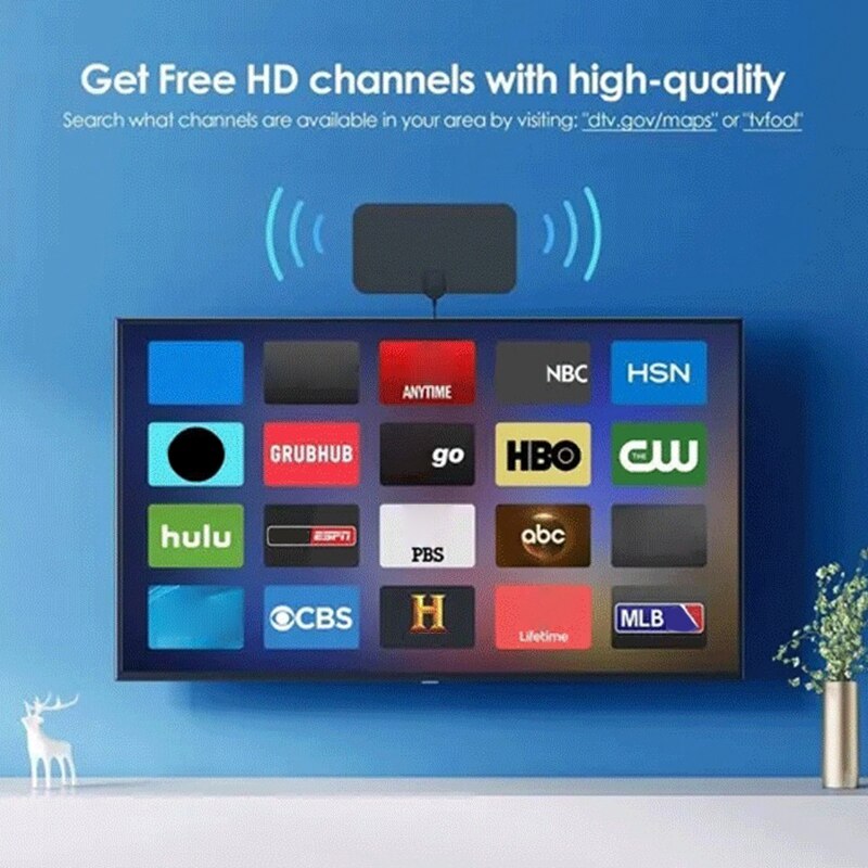 Indoor TV Antenna, TV Antenna HD Indoor Digital Antenna with Amplifier DTMB Receiving Film Antenna Supports 4K 1080P TV