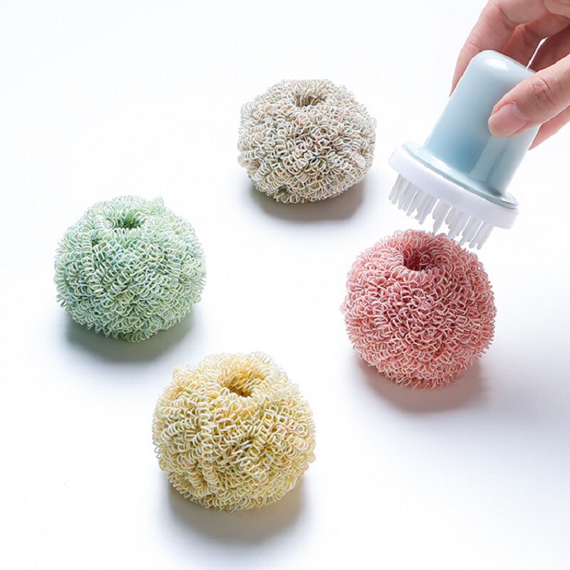 Nano Fiber Clean Ball Scouring Cloth Home for Kitchen with Handle Decontamination Cleaning Brush Pot Dish Brush Tools