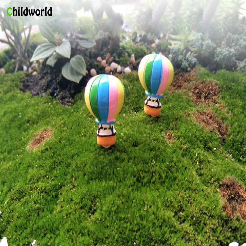 2 stks/partij Miniatuur Fairy Enamel Resin Kleurrijke Air Ballon Decoratie Woondecoratie Accessoires Mini Tuin Ambachten