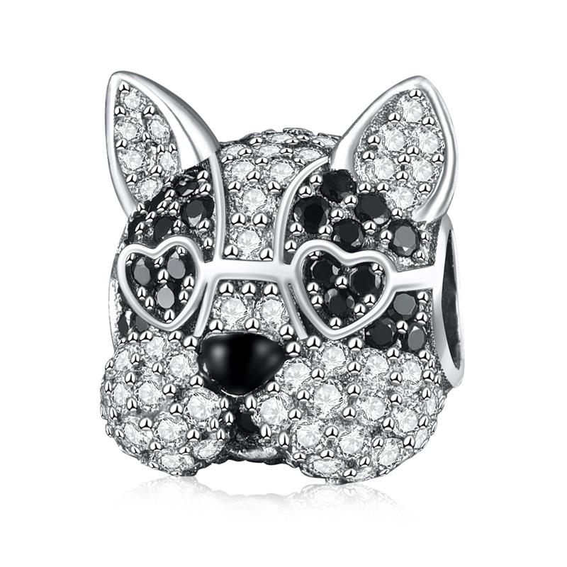 DALARAN 925 Sterling Silver Charm Bead Love Pets Dog Cat Paw Print Koala Pig Charms Fit Bracelets Women DIY Jewelry: Bulldog