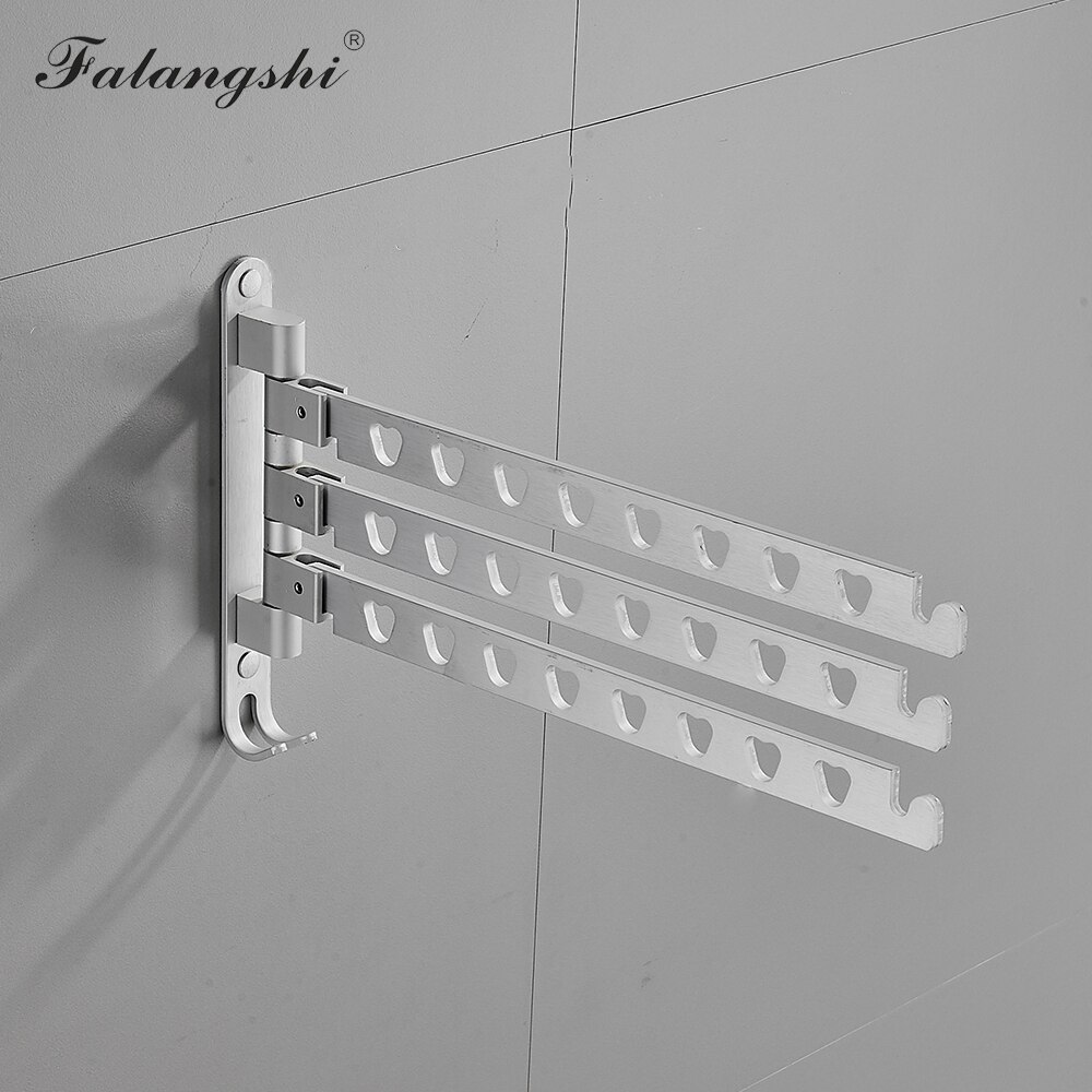 Sort klesstativ i aluminium svingbar sammenleggbar kleshengerstativ tørketrommel balkong tørkestativ for kleshenger veggmontert  wb3017: Sølv trippelstang