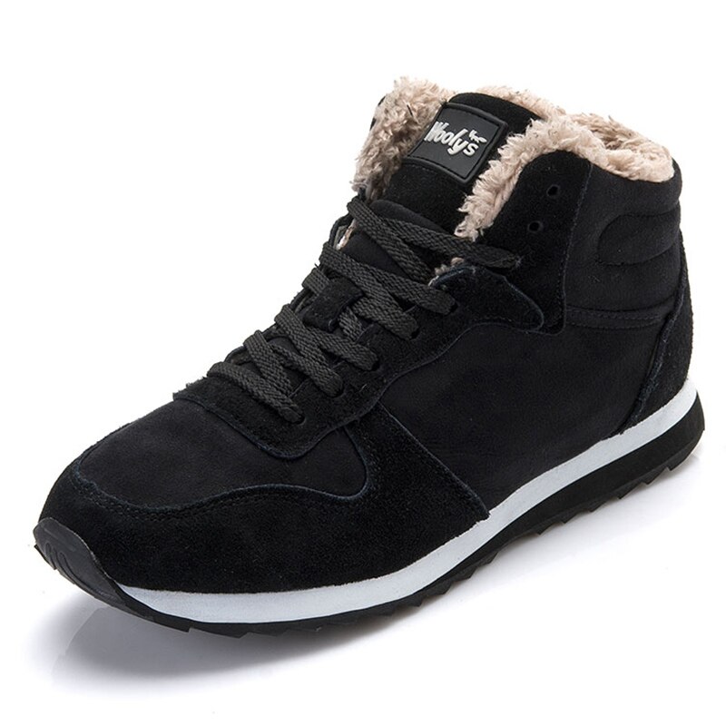 Heren sneakers warme winterschoenen heren casual schoenen sneakers warme bont sneeuw heren sneaker casual sneaker heren schoenen plus size: Zwart / 7