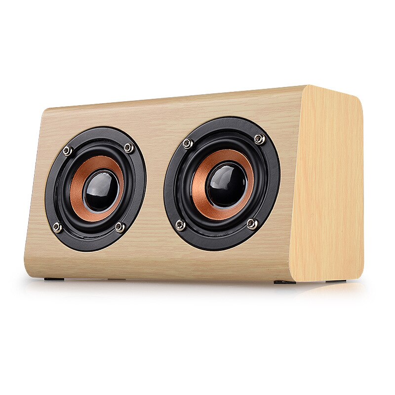 Portable wireless wooden Bluetooth small speaker subwoofer shock film mobile phone computer TF card small stereo: Yellow wood grain