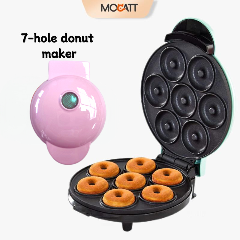 MOCATT Máquina para hacer rosquillas multifuncional de 7 orificios, adecuada para hornear en casa, desayuno en la cocina, gofres, postres, sándwiches y tostadas: Lavanda / US