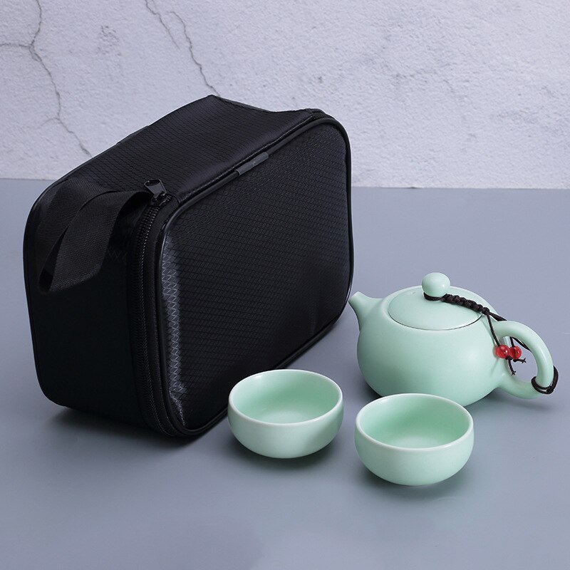 Untioor Keramische Theepot Outdoor Reizen Kung Fu Theepot Zak Reizen Set Chinese Thee Set Draagbare Thee Set Voor Verjaardag Bruiloft: C
