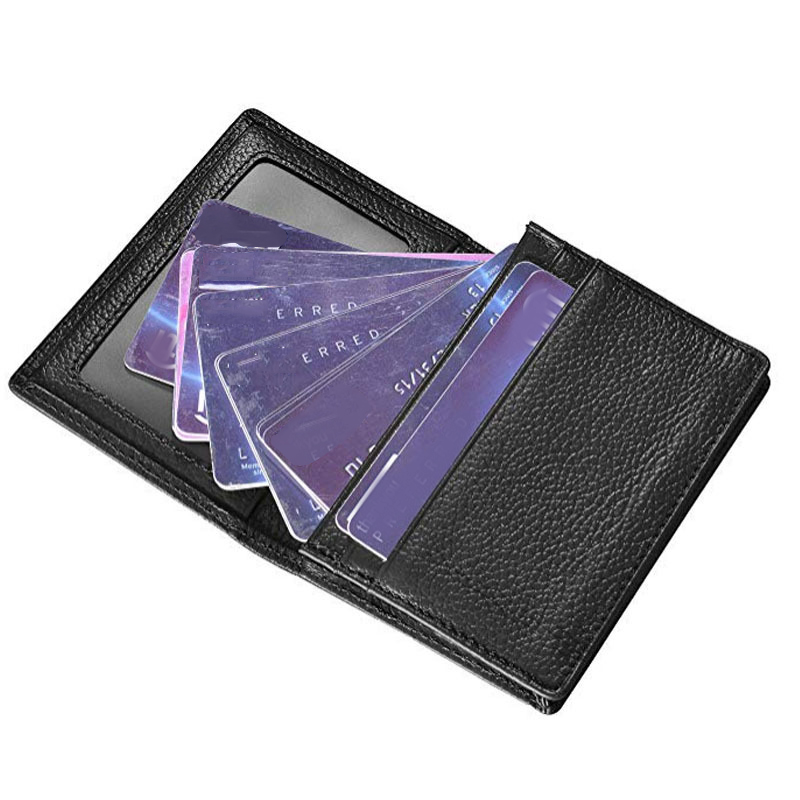 Porte-carte d'affaires en cuir porte-cartes de visite portefeuille de carte de crédit avec blocage de fenêtre d'identité
