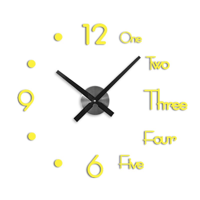 Klok Horloge Wandklokken 3d Diy Acryl Spiegel Stickers Home Decoratie Woonkamer Quartz Naald: Large Gold