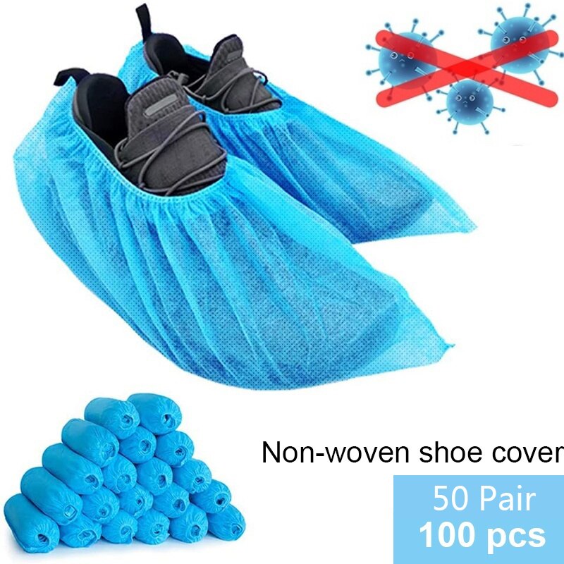 100 stuks non-woven schoenovertrekken, wegwerpschoenovertrekken voor binnen in ziekenhuizen en gebouwen, antislip en waterbestendig ((50 paar)