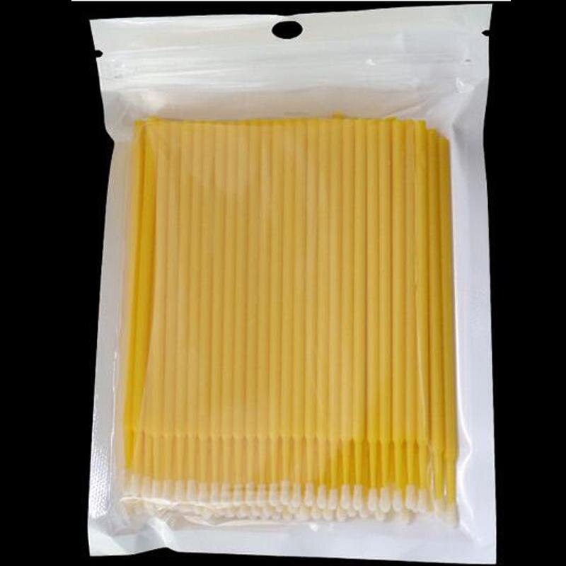 Plastic Eyelash Lash Extension Glue Applicator Apply Removal Cotton Swab Cotton Swab Makeup Clean Disposable Cotton Bar 100pcs: Yellow