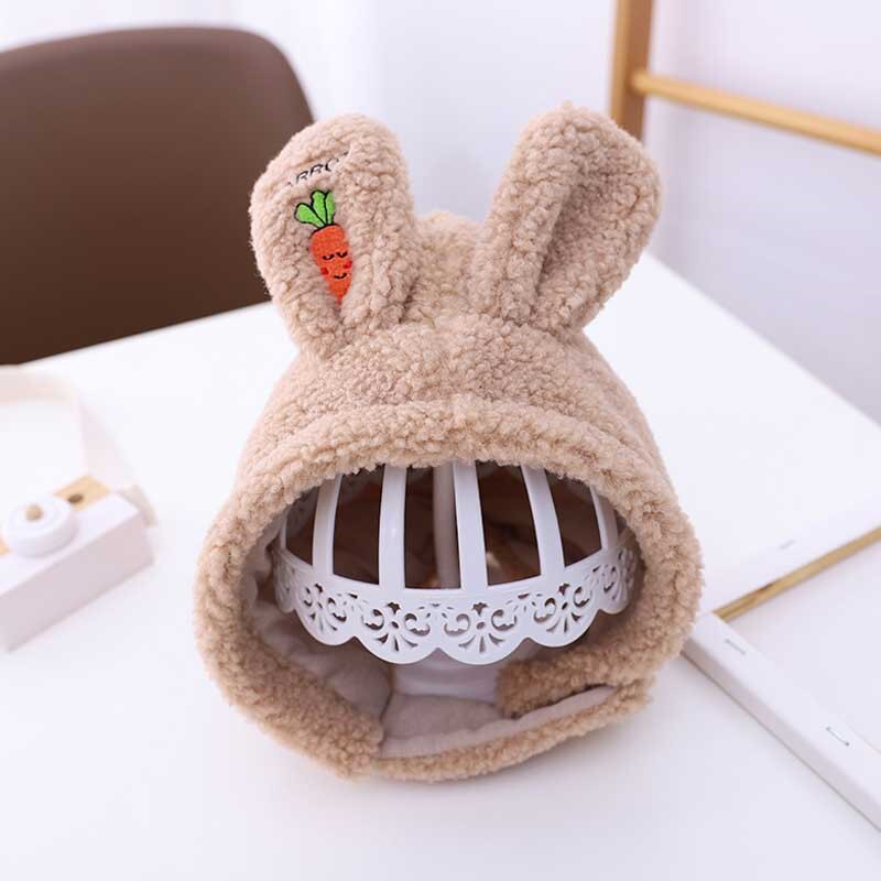 Kindermuts met konijnenoren, kindermutsen, muts en sjaal, meisjesset met katoenen oorbeschermers, kartonnen muts, winterwarm, 1-5t roze: Kaki hoed