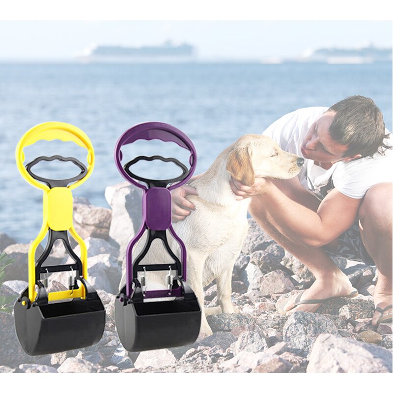Pet Pooper Scooper Long Handle Jaw Poop Scoop Clean Pick Up Puppy Dog Cat Waste Picker Cleaning Tool Outdoor Poop Bag