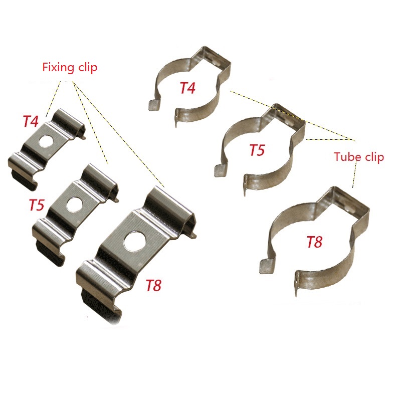 Camal 5pcs/lot Chrome T4/T5/T8 LED Fixing Clips / Tube Clips Light Lighting Accessories Fixed Clip Fixing Bracket Nickel Plating