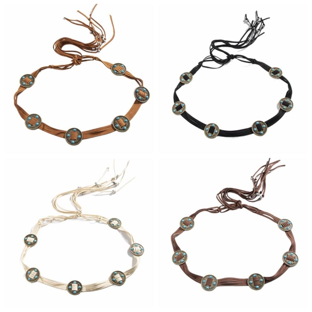 Faja trenzada con borlas simples para mujer, cinturón con cuentas, cadena de cintura bohemia, faja de estilo occidental, pretina de estilo étnico para chica