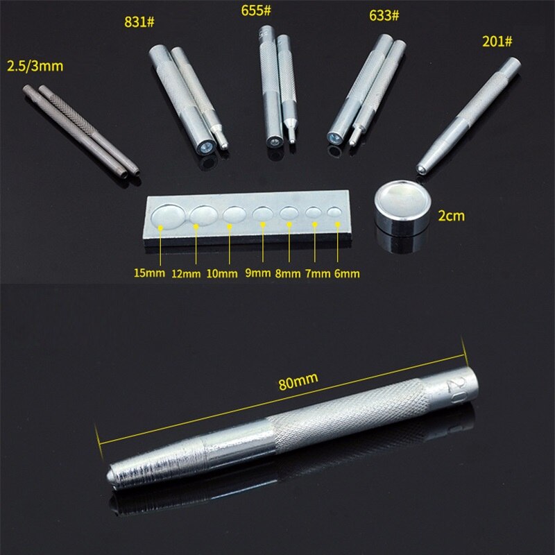 11pcs/set DIY Leather Tool Die Punch Hole Snap Rivet Button Setter Base Kit Leather Craft Tools Hole Punches Leather Punch