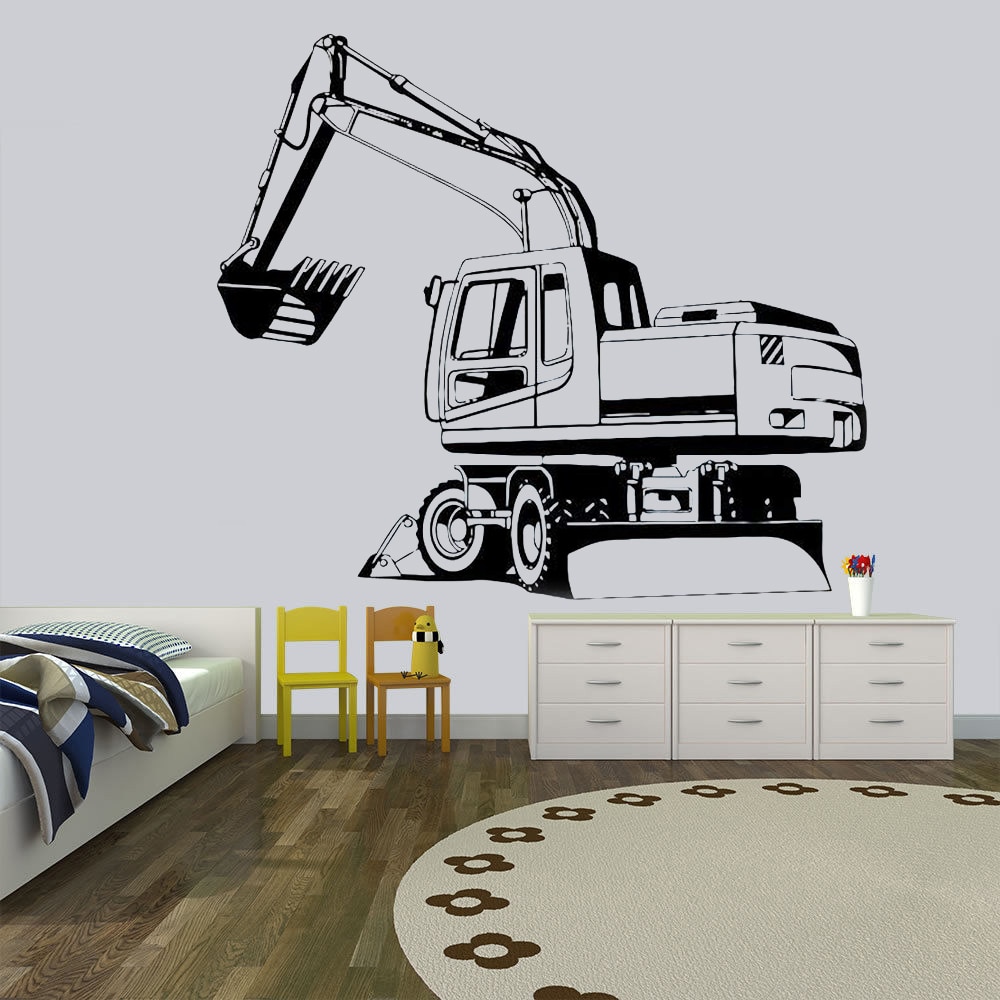 Vinyl wall sticker for Kids Boy Teenager Room wall decor excavator Wall decals Nursery Bedroom stickers home decoration HY740