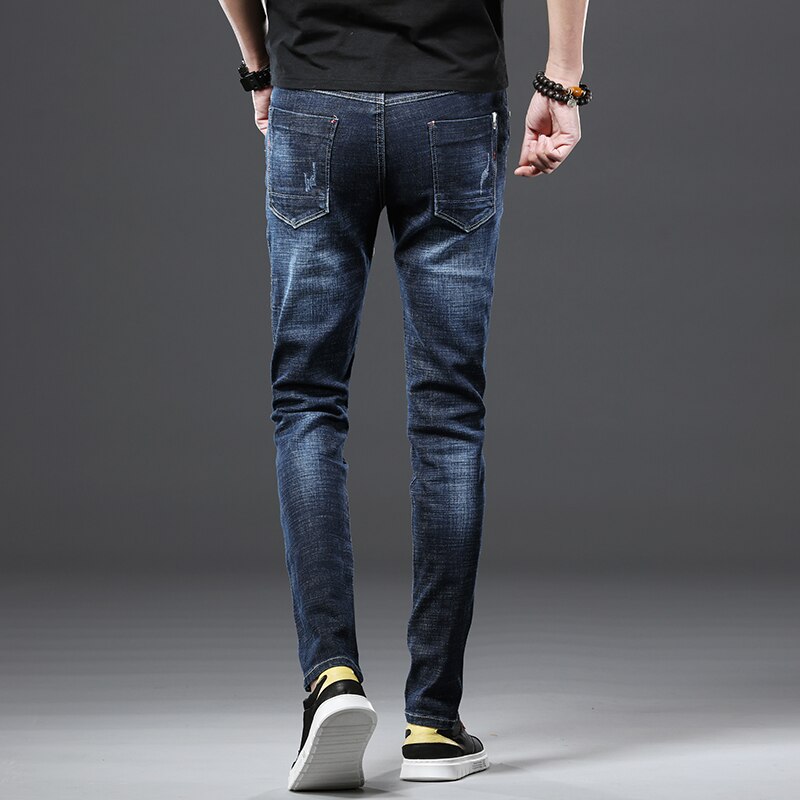 Jantour Brand Elastic Cotton Men's Jeans Men's Korean Style Shoes mens ripped jeans man jeans male