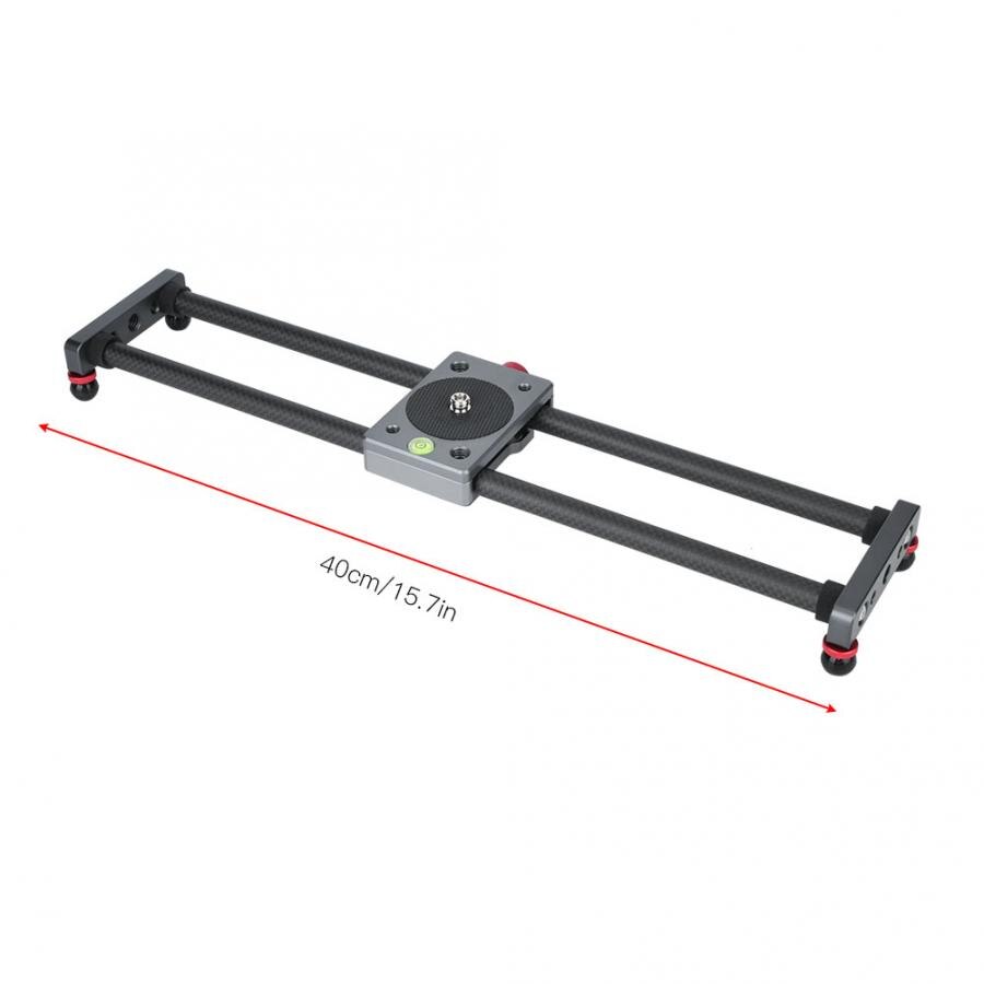 40cm Carbon Fiber Lightweight Photography Track Slider Rail with 1/4in 3/8in Screw Hole Air Level for Mirroless Camera