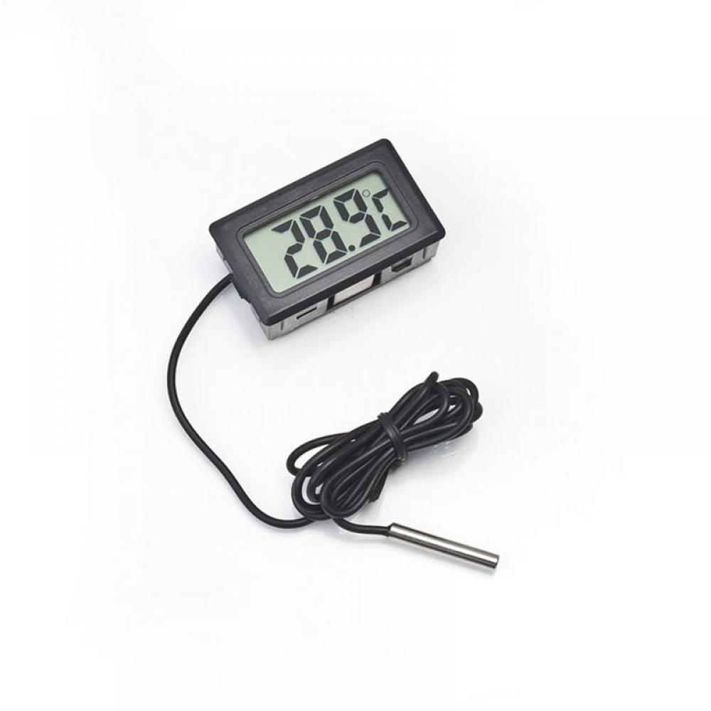 Mini Digital Lcd Indoor Convenient Temperature Sensor Humidity Meter Thermometer Hygrometer Gauge Tester Temp Sensor: With Wire Black A